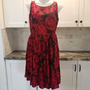 Eci | 100% Silk Red Rose Dress 10